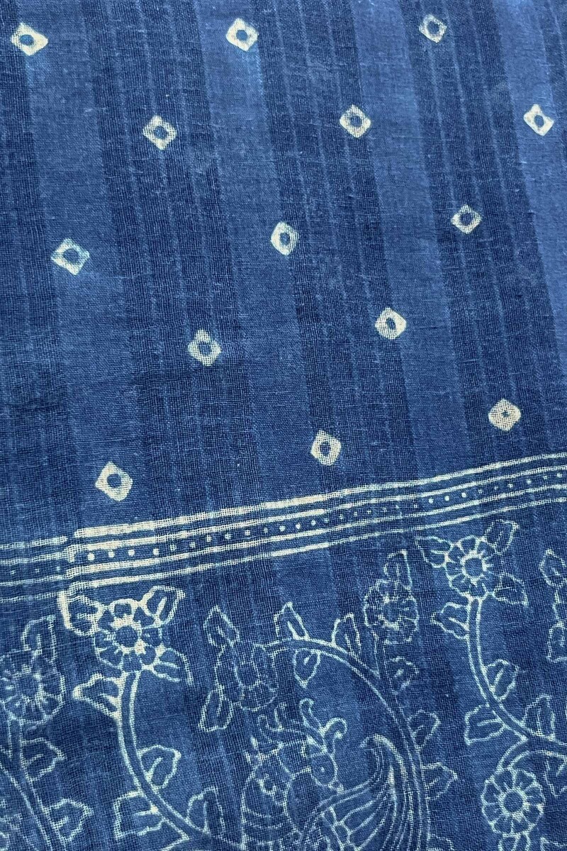 Blue Embroidered Cotton Kurta, Pants & Dupatta