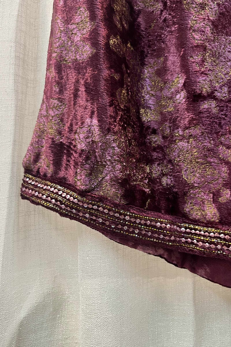 FG Specials: 1 of 1- Purple Handcrafted Velvet Kurta & Pants