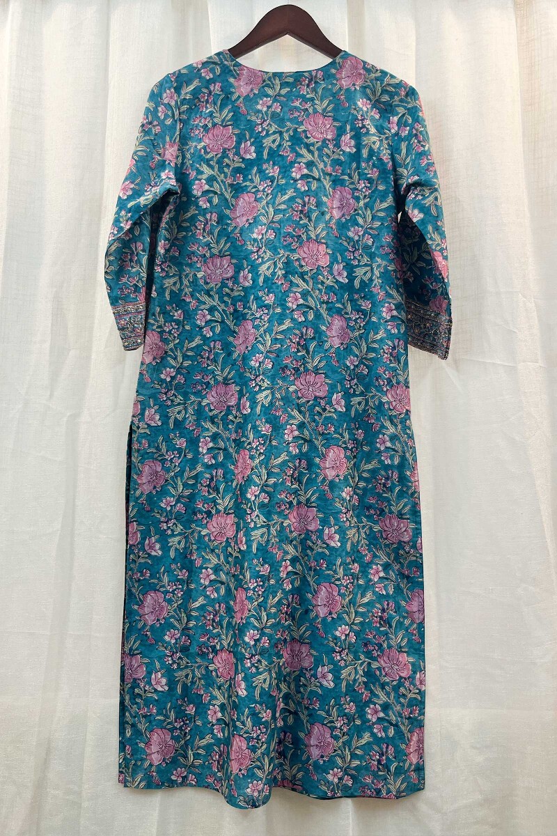 FG Specials: 1 Of 1- Blue Handcrafted Chanderi Kurta and Pants