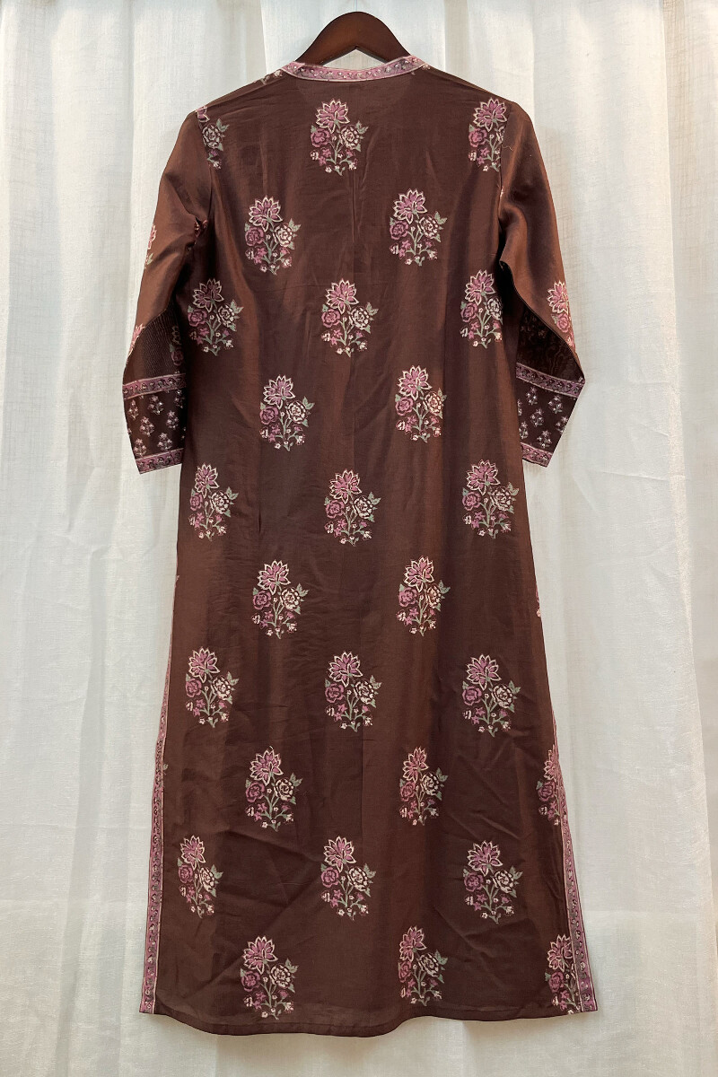 FG Specials: 1 Of 1- Brown Handcrafted Chanderi Kurta