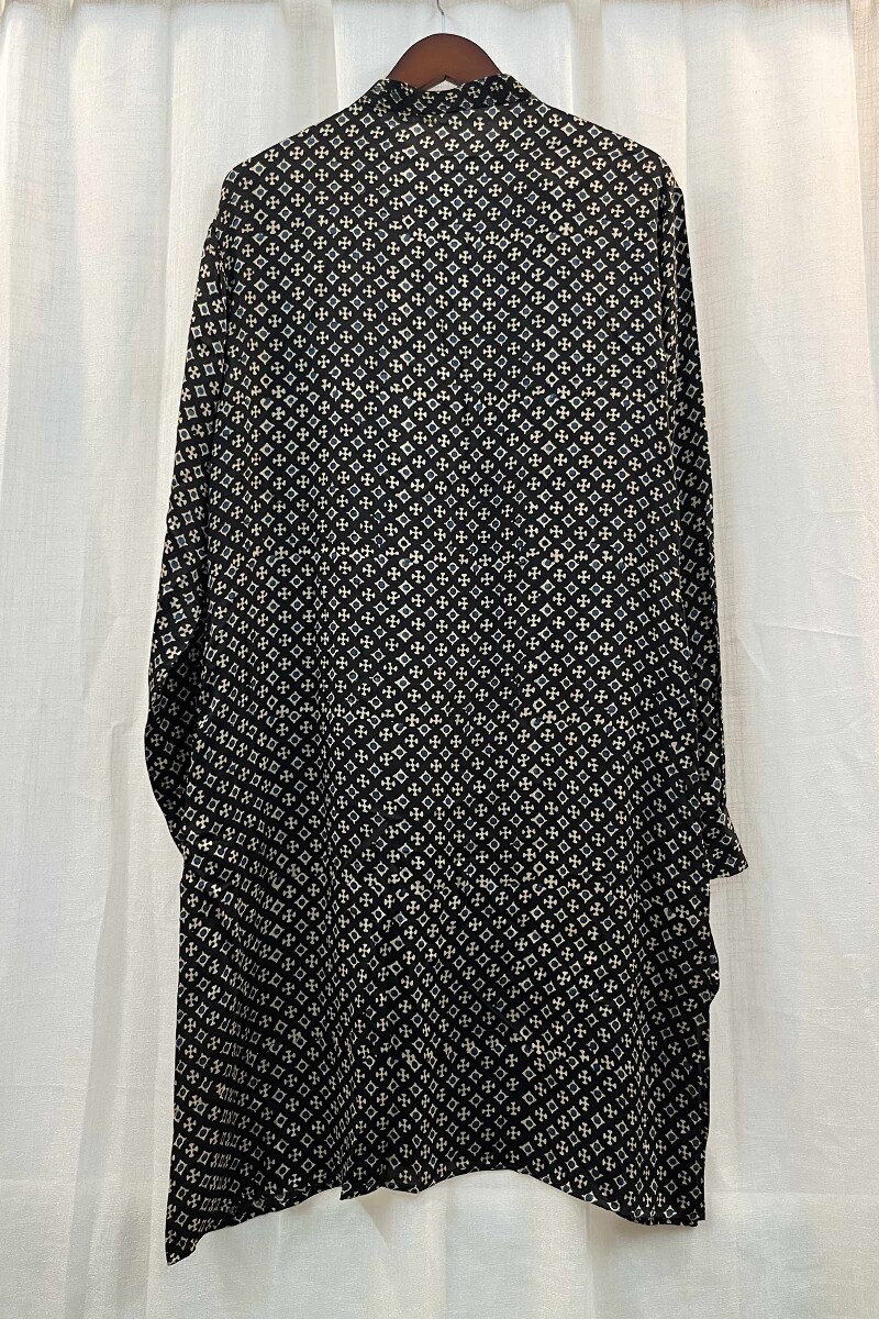 FG Specials: 1 Of 1- Black Hand Block-Printed Modal Men's Kurta