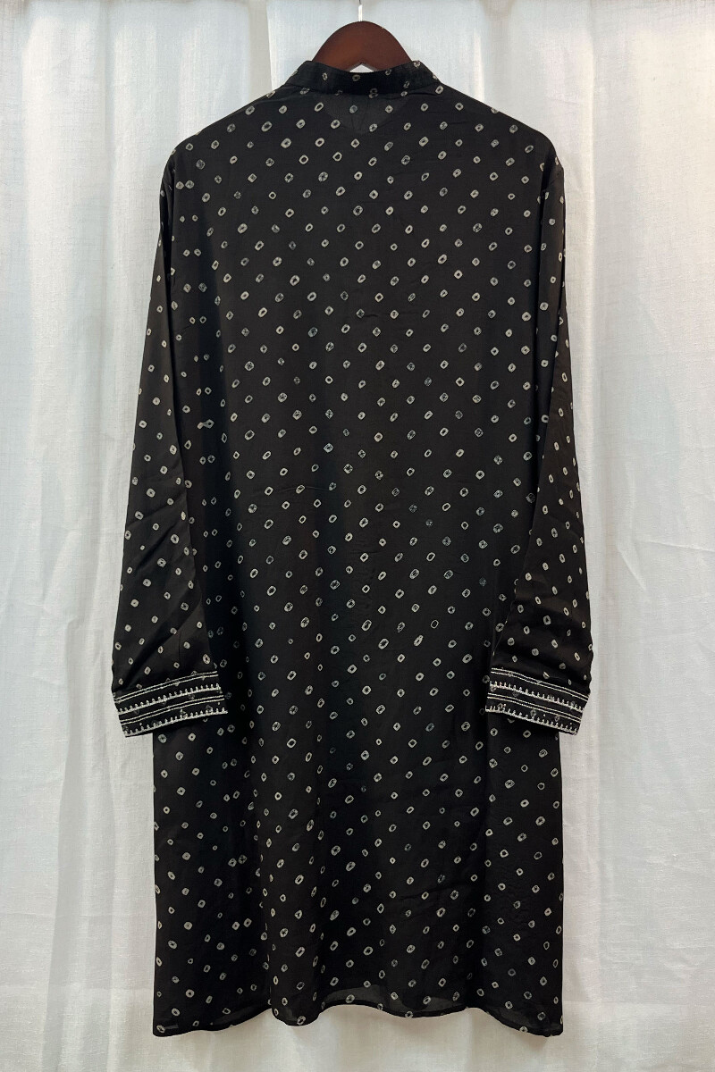 FG Specials: 1 Of 1- Men's Black Hand Block-Printed Modal Kurta