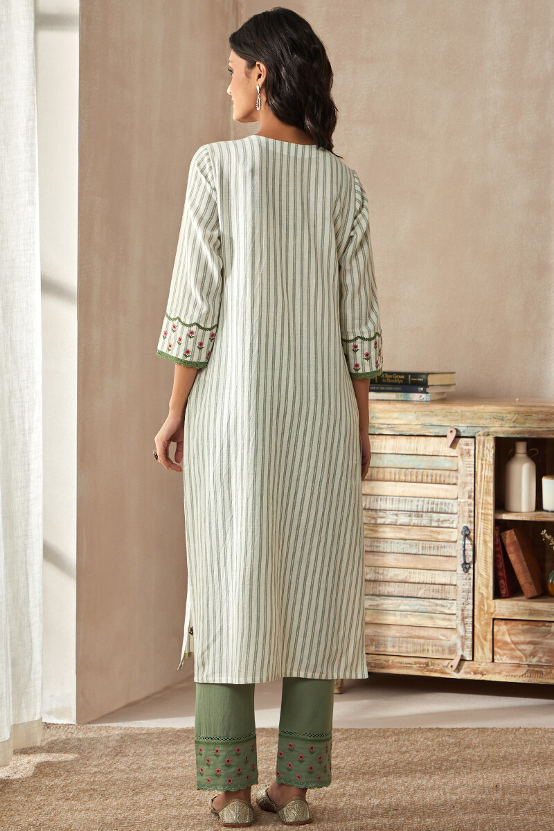 Off-White Handcrafted Straight Cotton Kurta