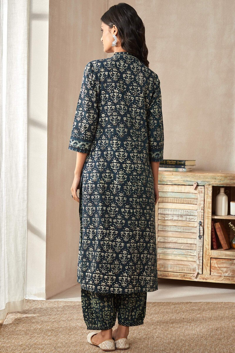 Bagru Hand Block-Printed Straight Cotton Kurta