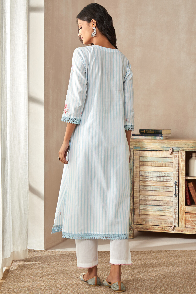 Off-White Handcrafted Straight Cotton Kurta