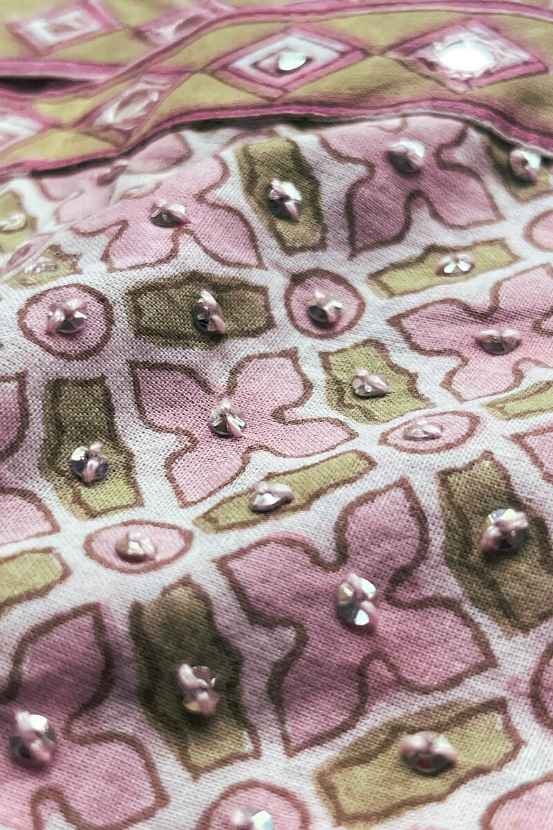 Green Hand Block-Printed Straight Cotton Kurta