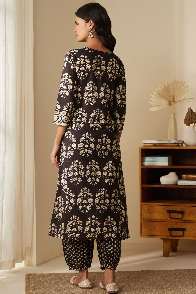 Bagru Hand Block-Printed Straight Cotton Kurta