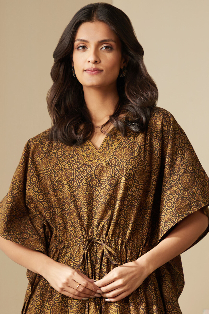 Ajrak Hand Block-Printed Cotton Kaftan