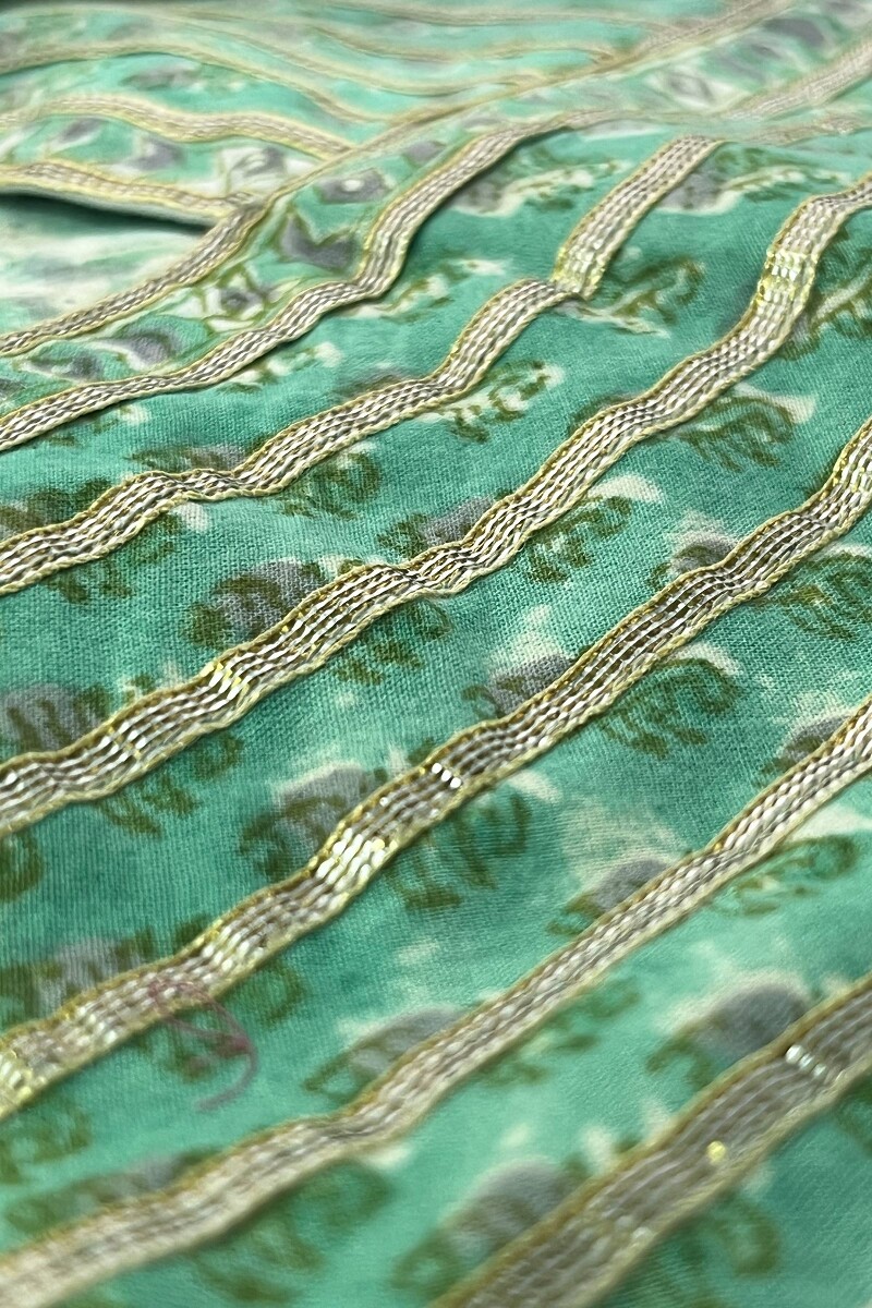 Green Hand Block-Printed Straight Cotton Kurta