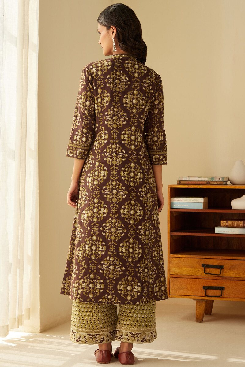 Bagru Hand Block-Printed Angrakha Cotton Kurta