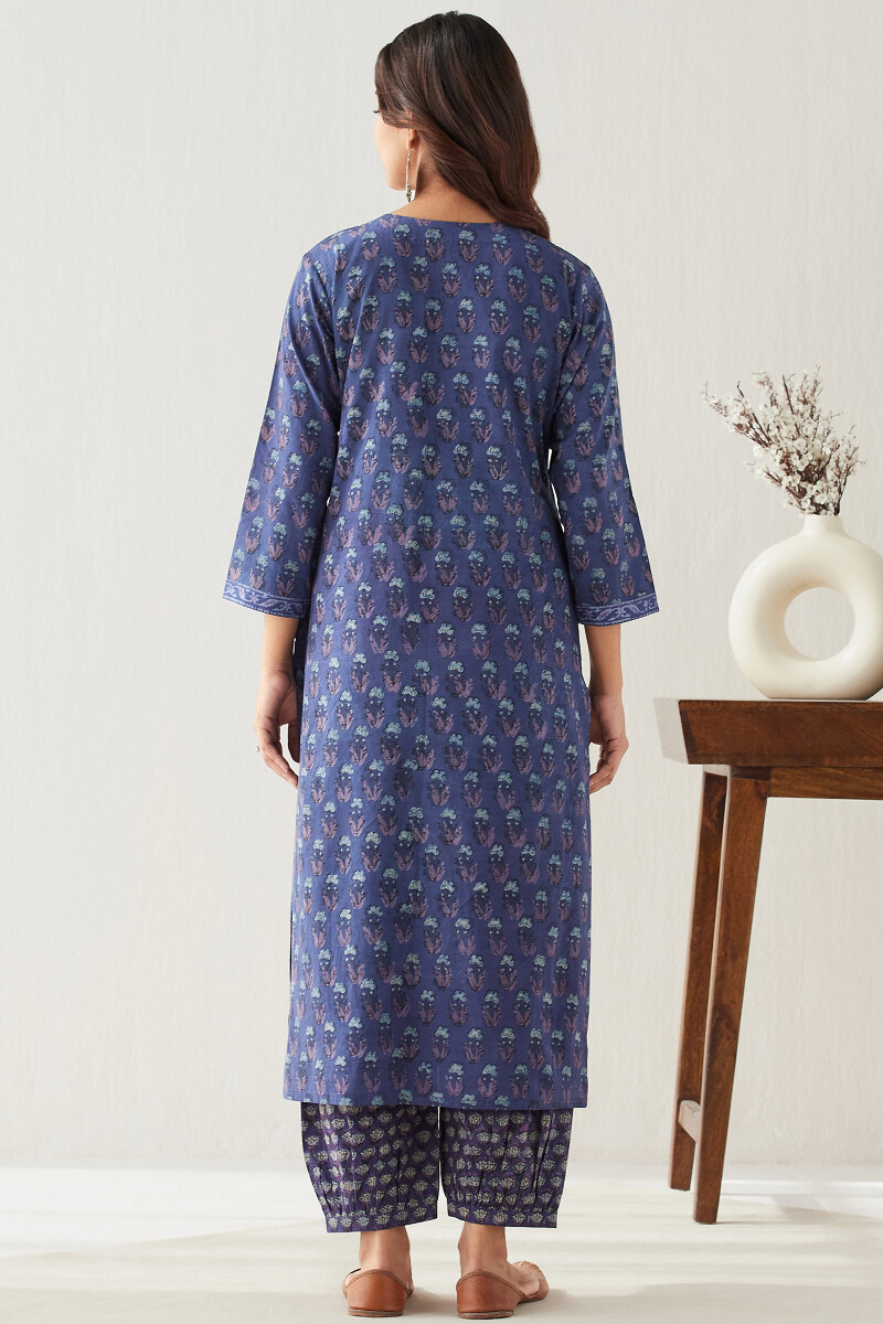 Akola Hand Block-Printed Straight Cotton Kurta