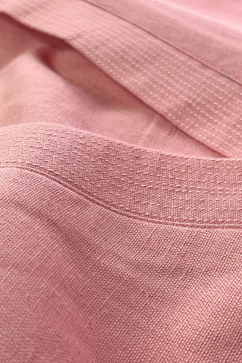 Pink Handcrafted Straight Cotton Flax Kurta