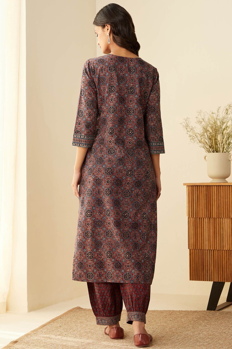 Ajrak Hand Block-Printed Straight Cotton Kurta