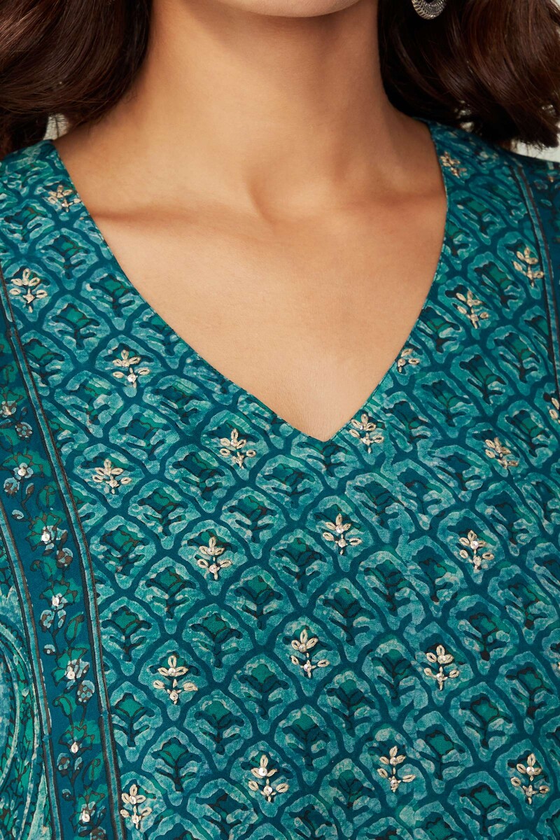 Akola Hand Block-Printed Viscose Top