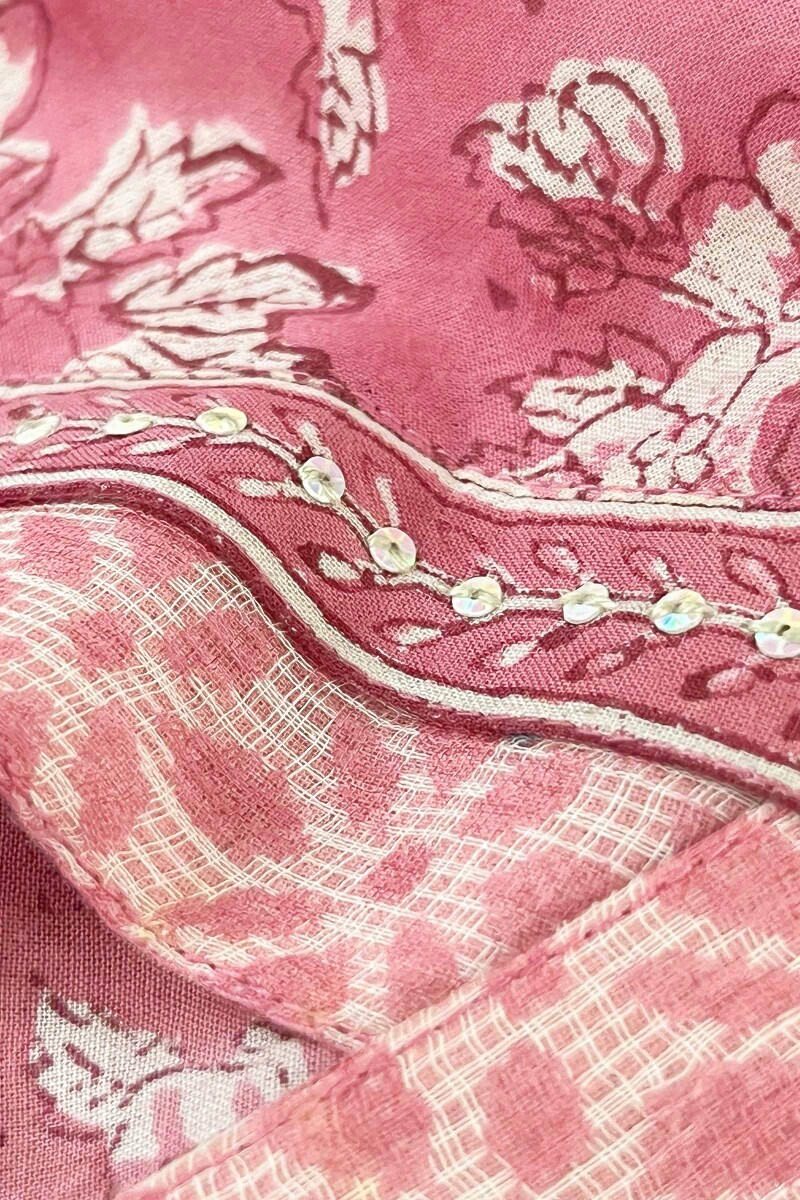 Pink Hand Block-Printed Straight Cotton Kurta
