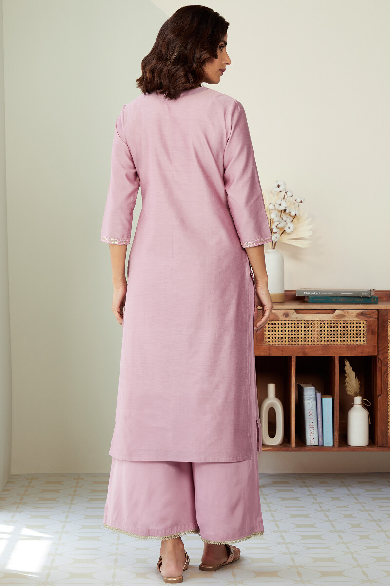Lavender Handcrafted Straight Chanderi Kurta