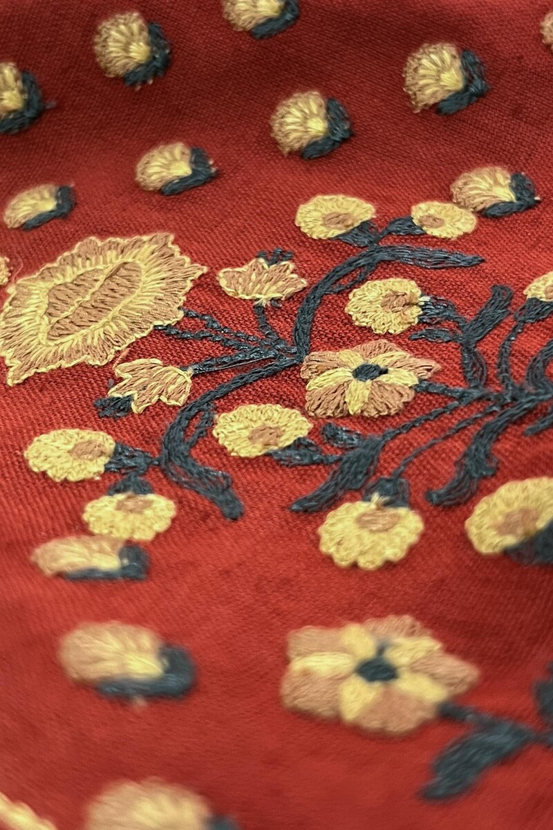 Red Handcrafted Straight Cotton Linen Kurta