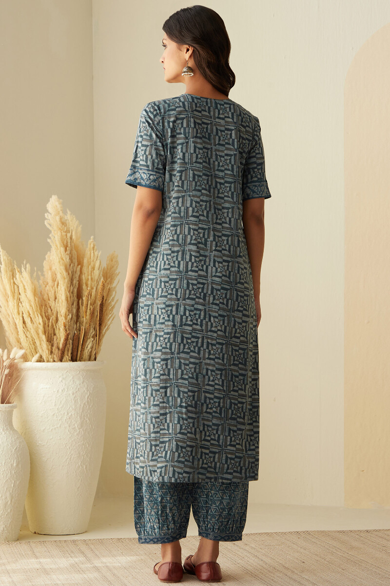 Akola Hand Block-Printed Straight Cotton Kurta