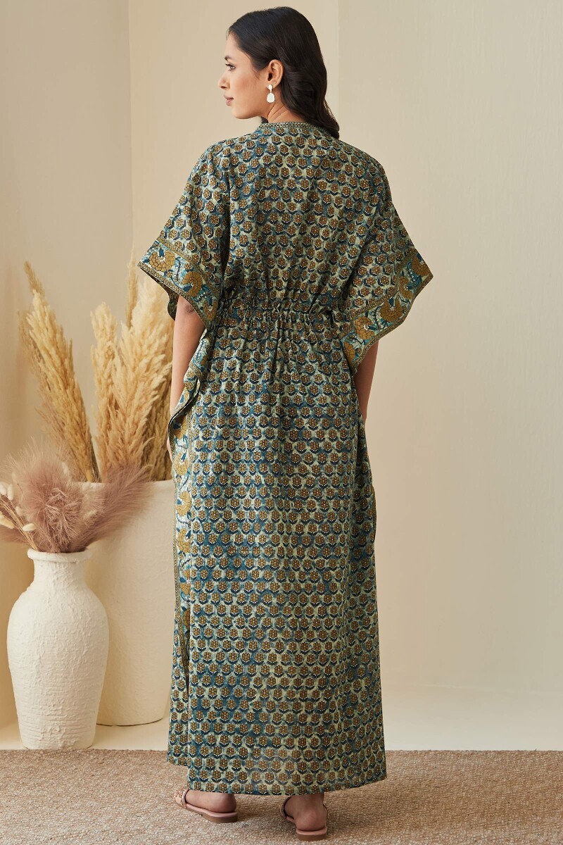Bagru Hand Printed Cotton Mul Kaftan