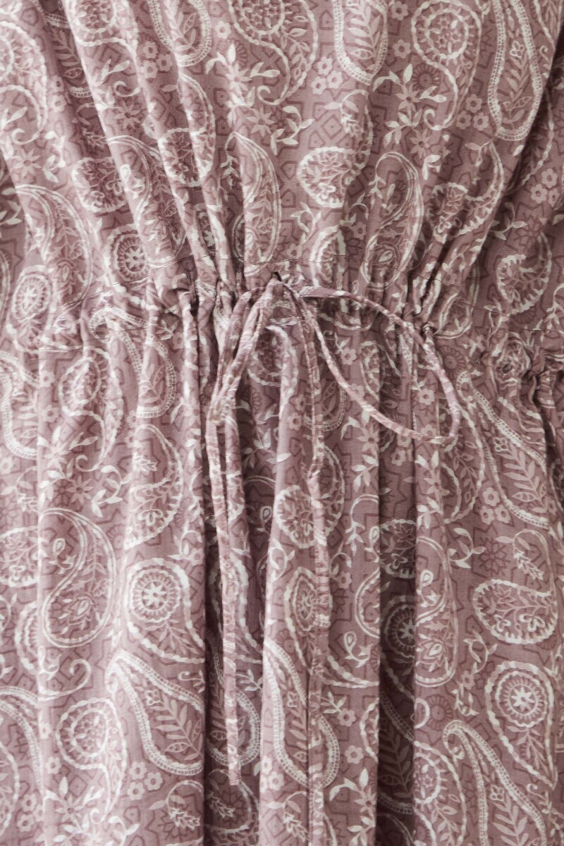 Brown Hand Printed Cotton Kaftan