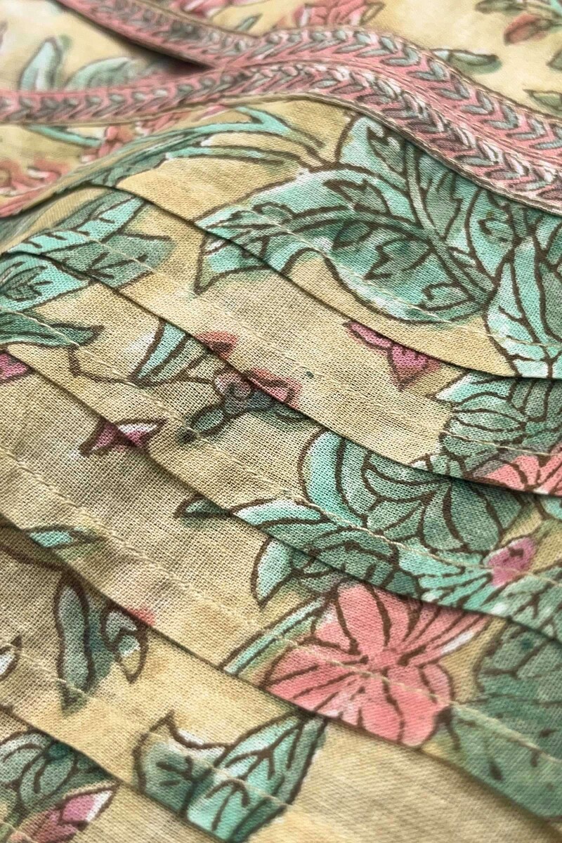 Yellow Hand Block-Printed Straight Cotton Kurta
