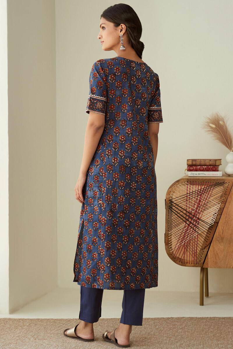 Bagru Hand Block-Printed Straight Cotton Kurta