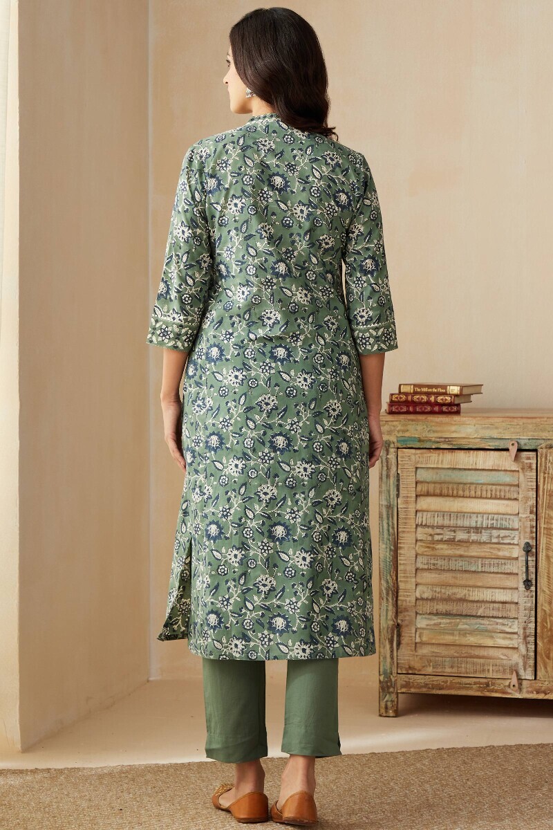 Bagru Hand Block-Printed Straight Cotton Kurta
