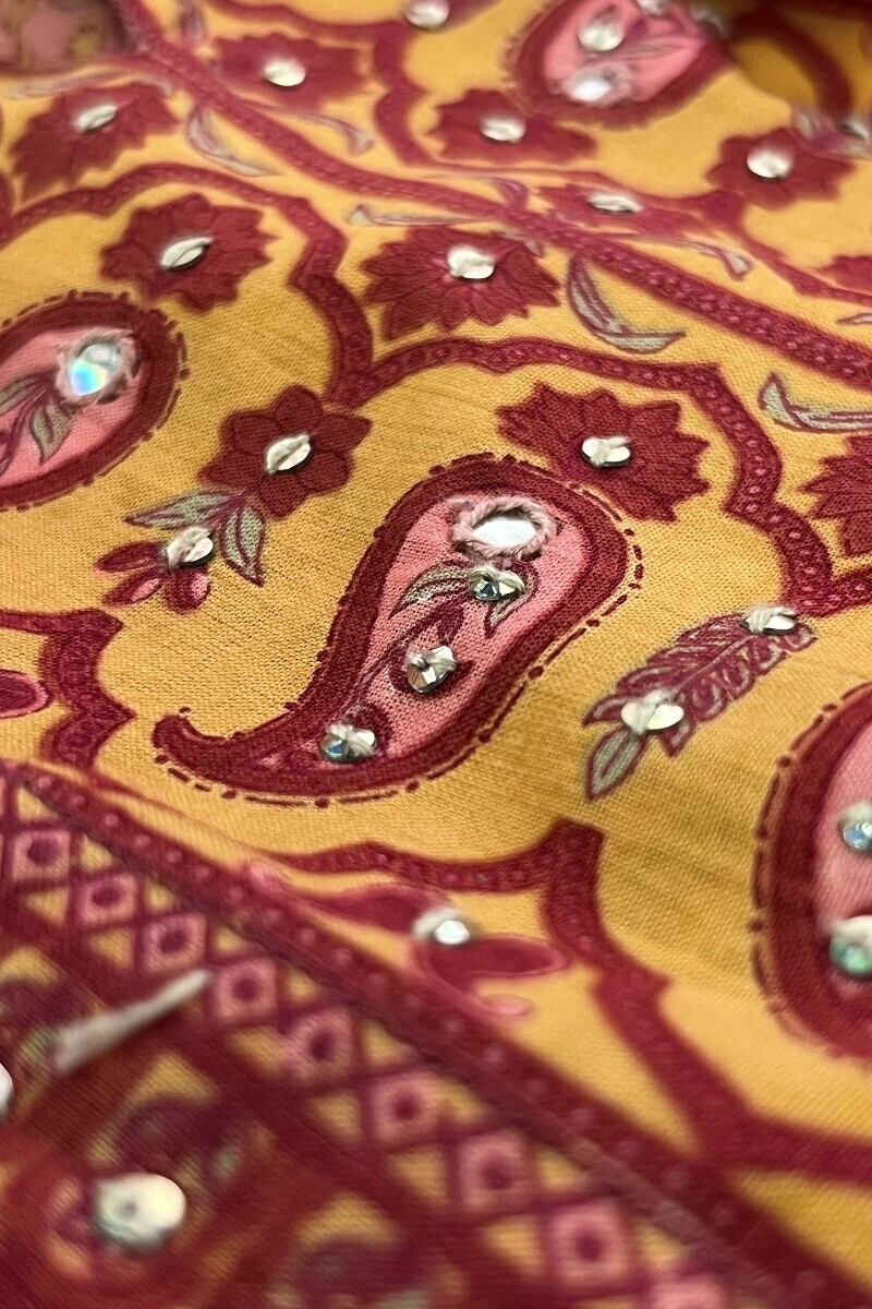 Pink Hand Printed Straight Cotton Kurta