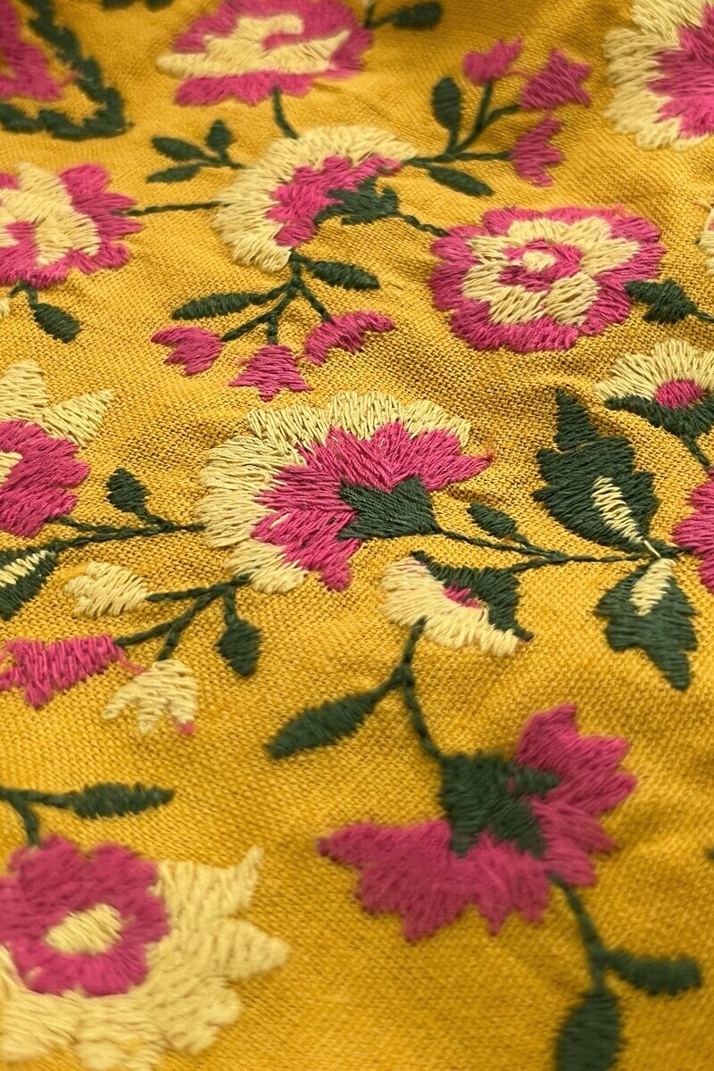 Mustard Handcrafted Straight Cotton Flax Kurta