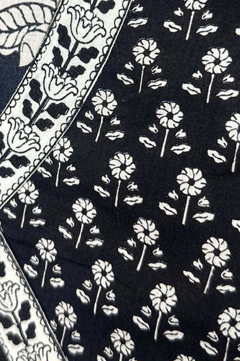 Blue Hand Printed Angrakha Cotton Kurta