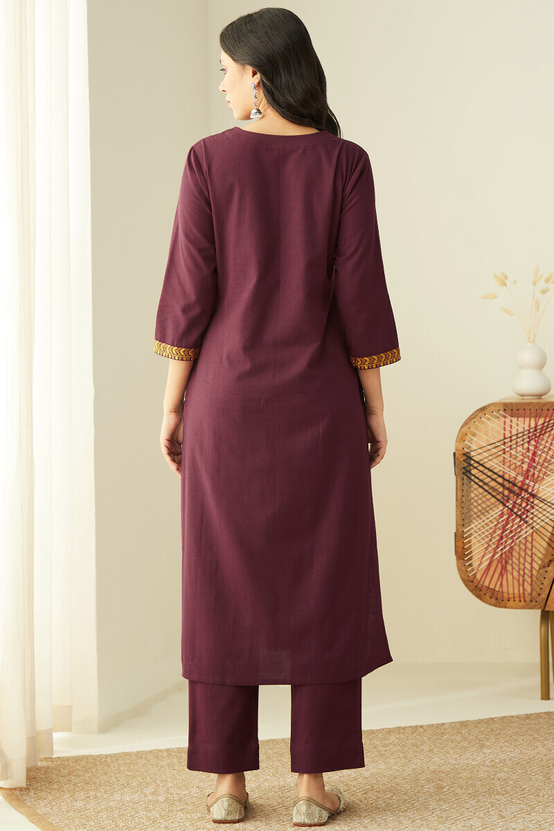 Plum Handcrafted Straight Cotton Flax Kurta