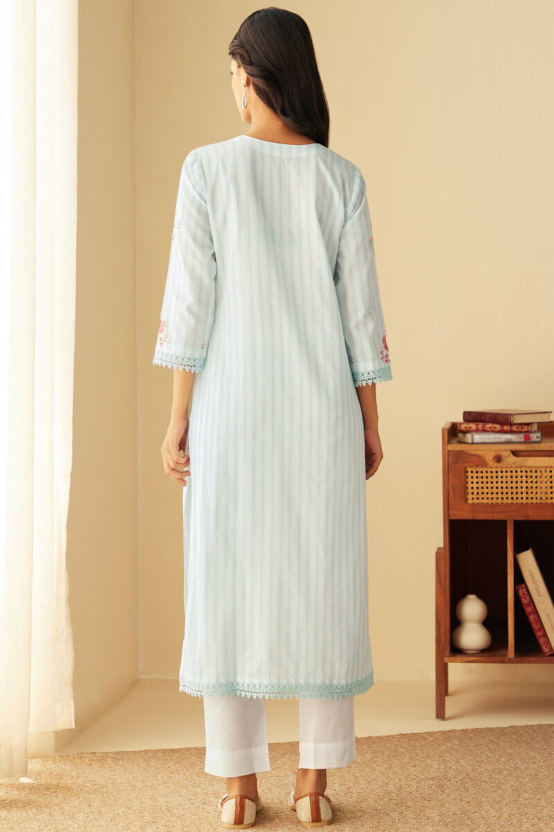 Off-White Handcrafted Straight Cotton Kurta