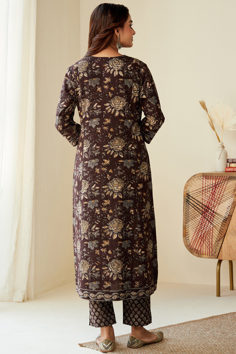 Bagru Hand Block-Printed A-Line Cotton Kurta