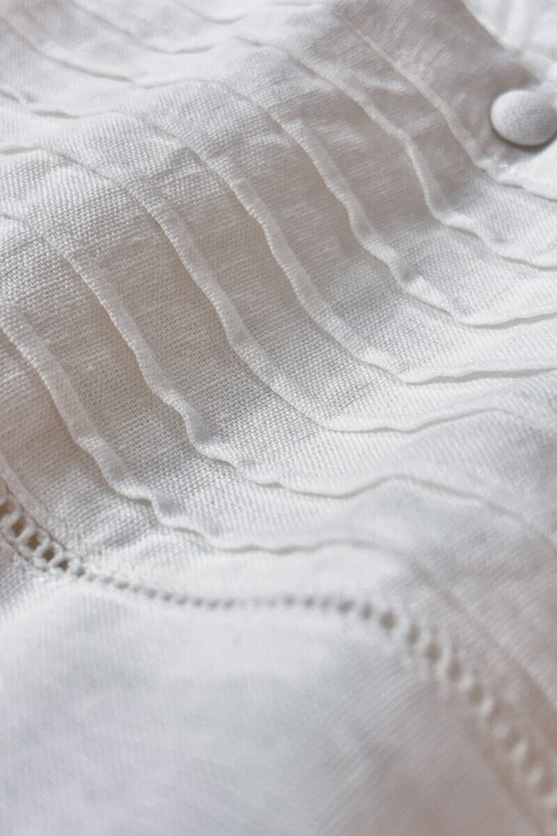 White Handcrafted Straight Cotton Flax Kurta