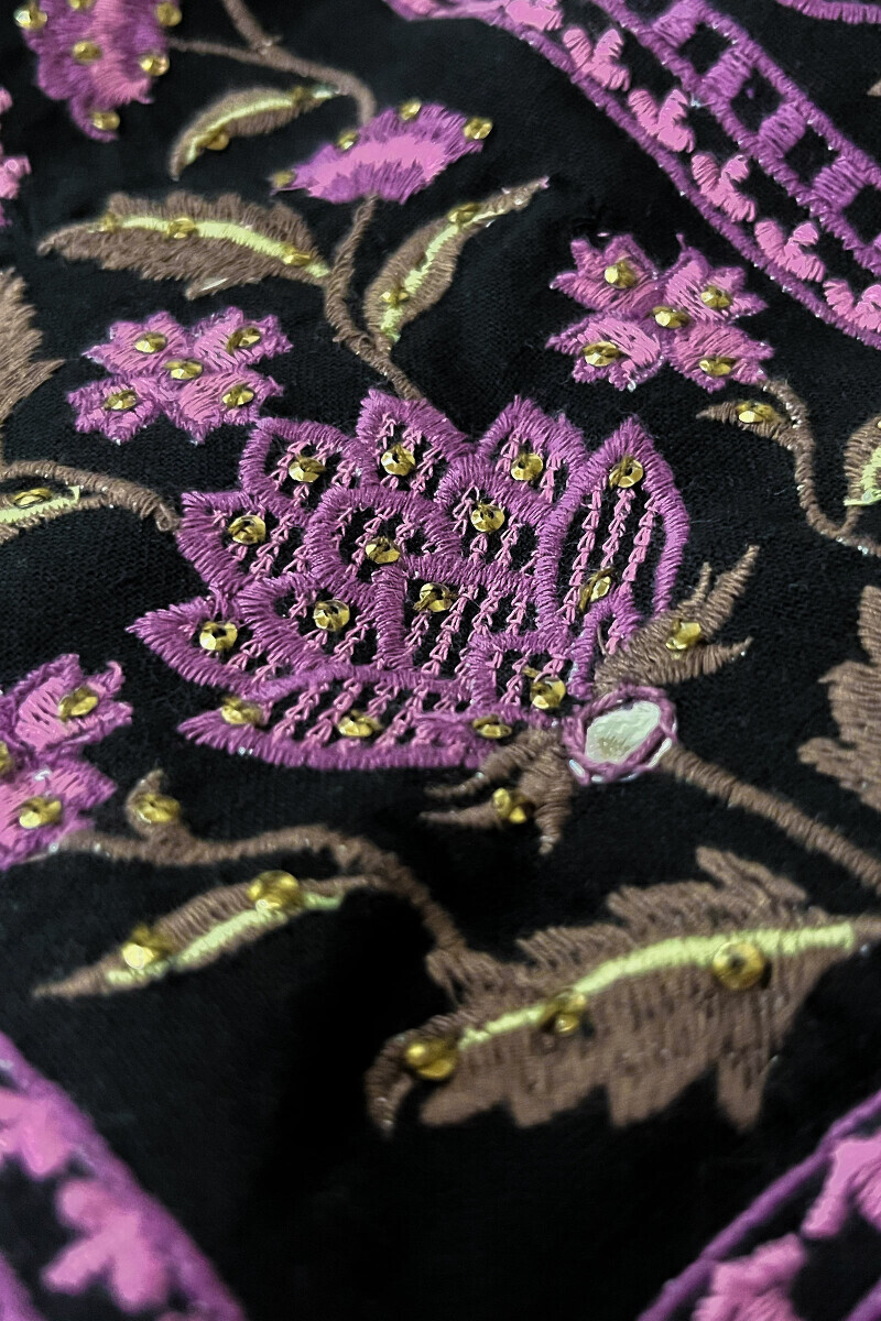 Black Handcrafted Straight Gauze Slub Kurta