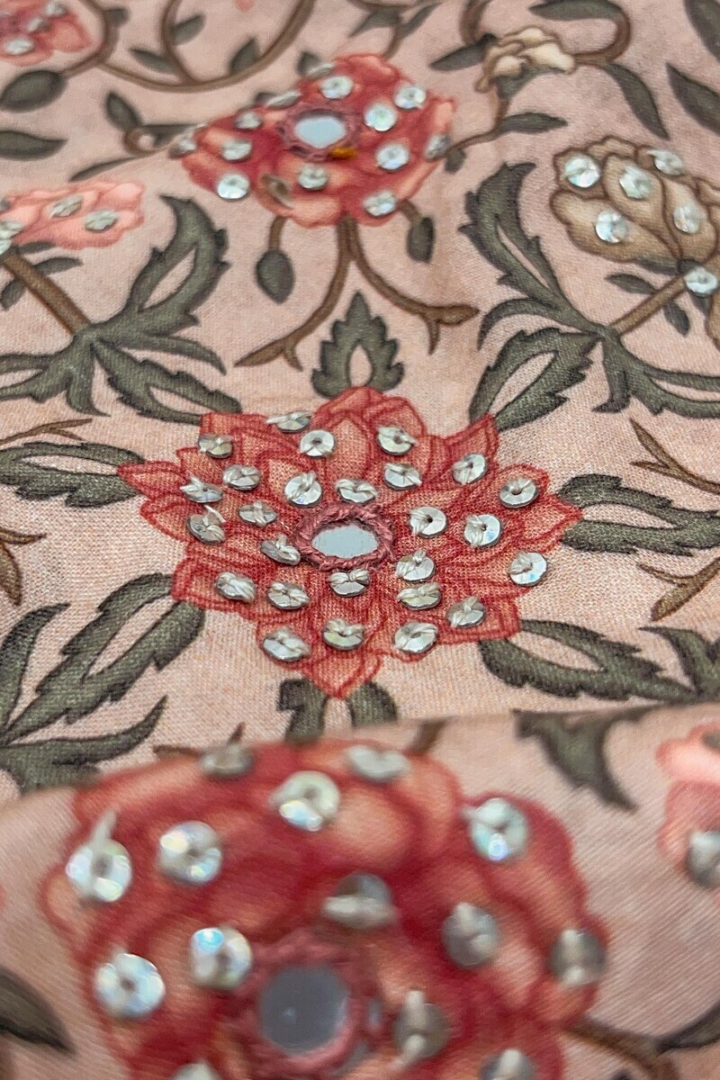 Peach Printed Straight Cotton Kurta