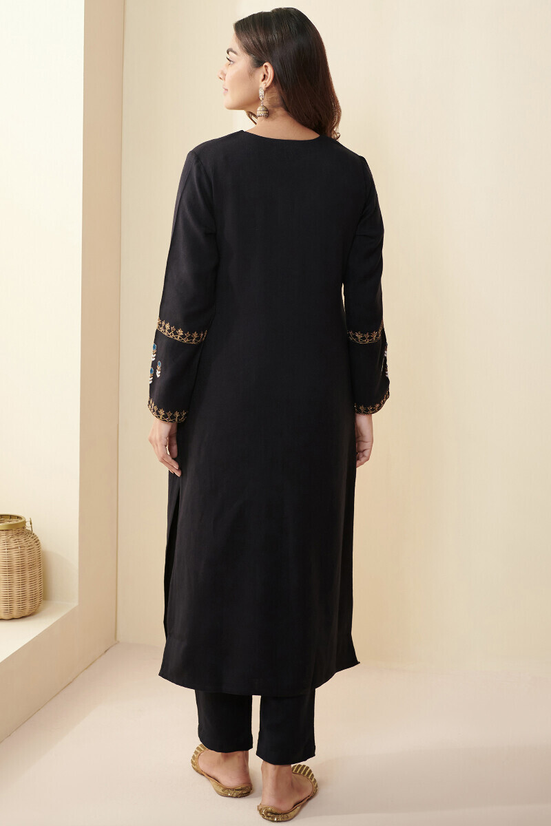 Handcrafted Faux Wool Straight Kurta for Women