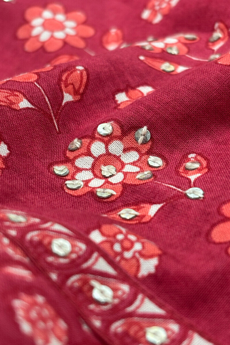Pink Hand Printed Straight Cotton Kurta