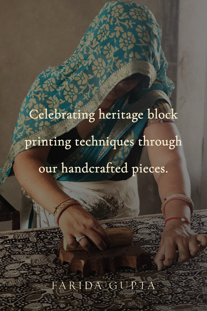Blue Hand Block-Printed Straight Cotton Kurta