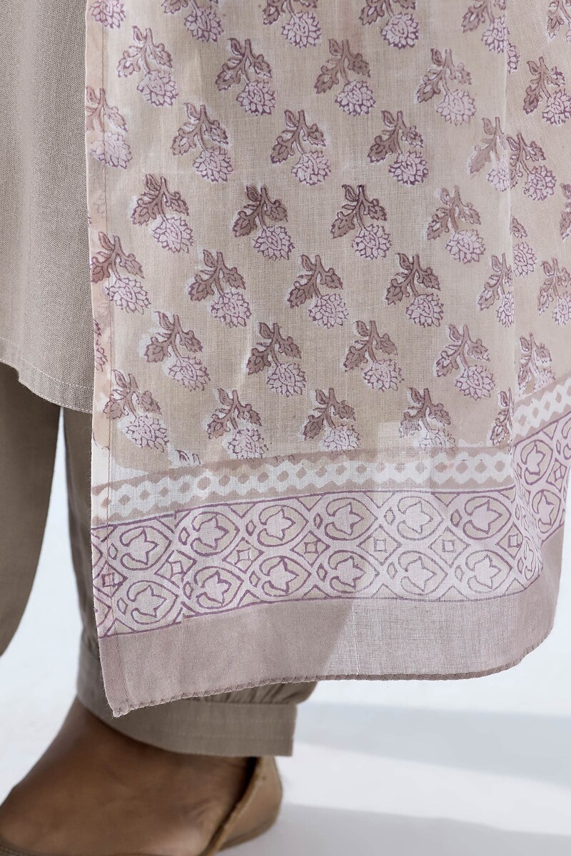 Beige Hand Block Printed Cotton Mul Dupatta