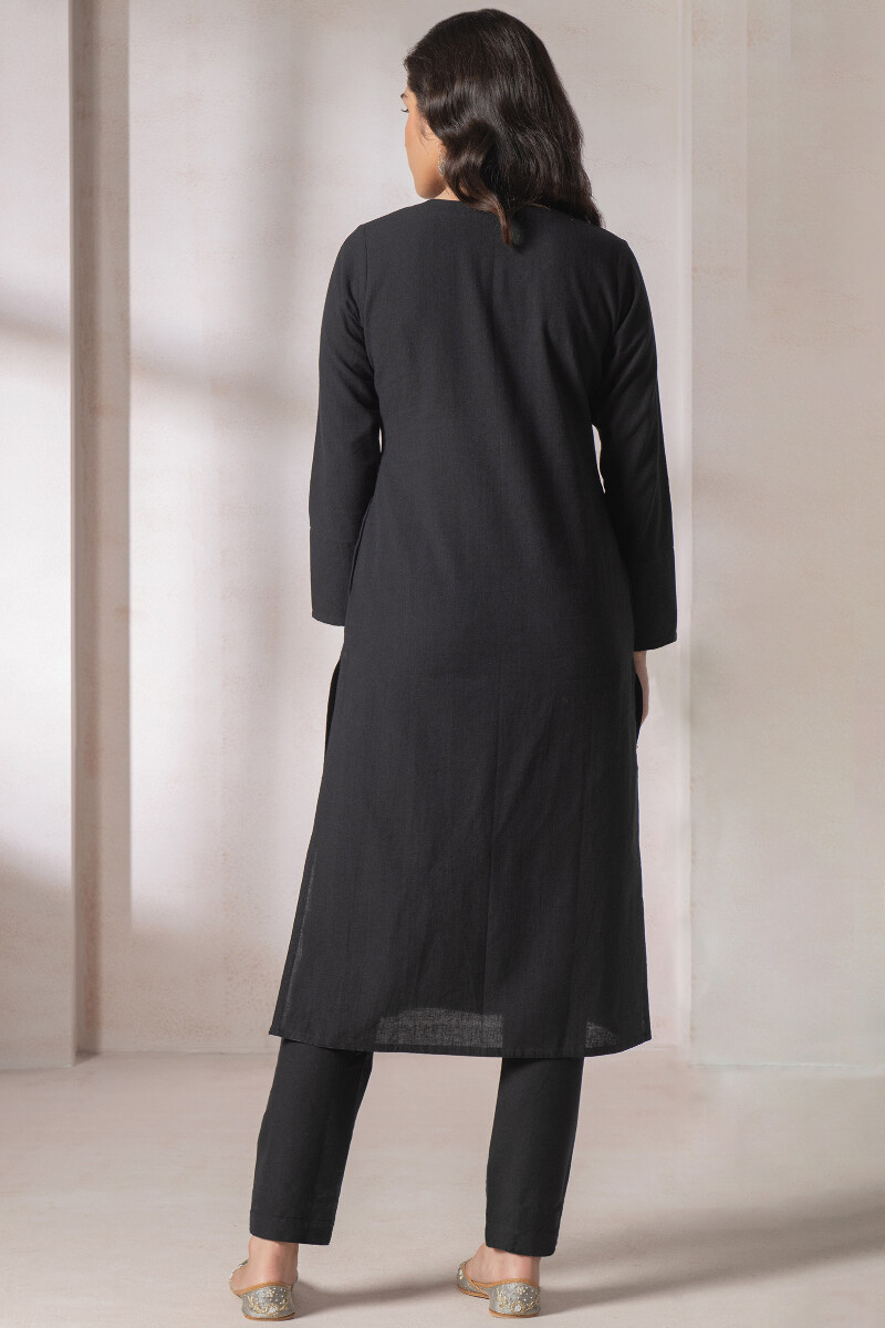 Black Handcrafted Straight Handloom Kurta