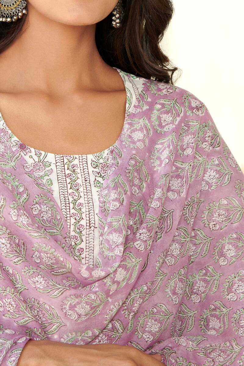 Pink Hand Block Printed Cotton Mul Dupatta