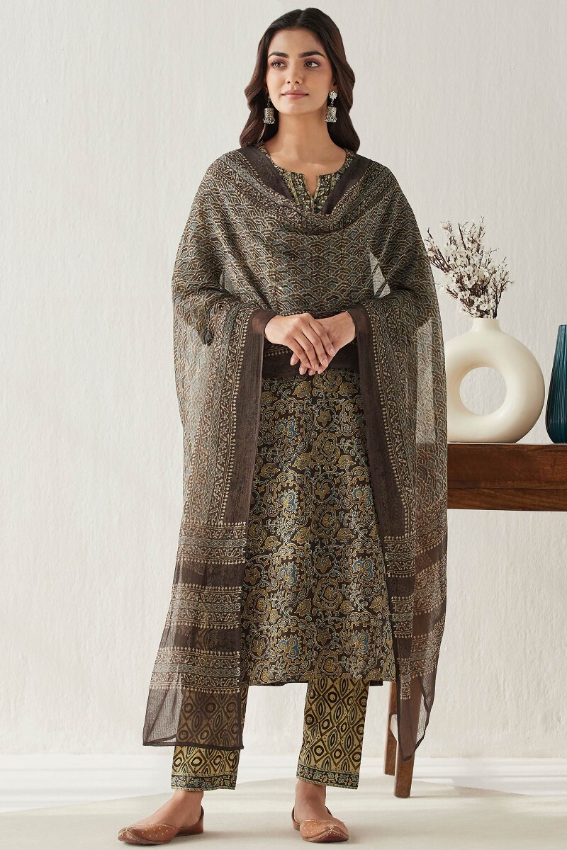 Ajrak Hand Block Printed Straight Cotton Kurta