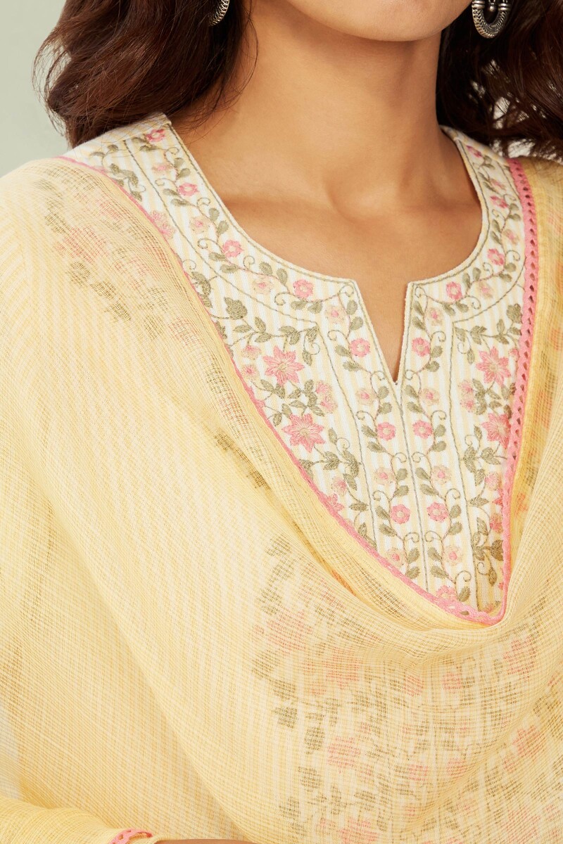 Yellow Handcrafted Kota Dupatta