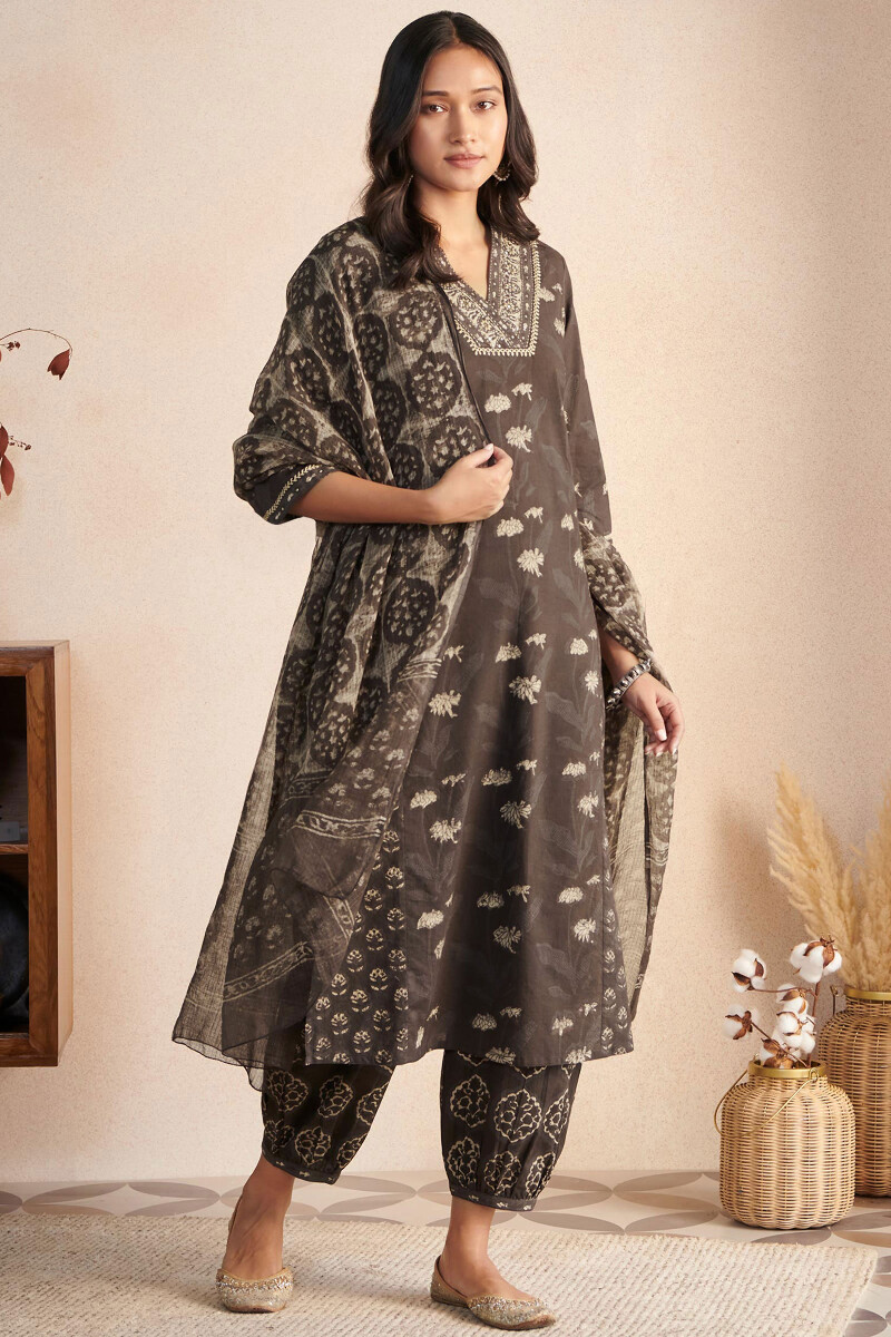 Akola Hand Block Printed Straight Cotton Kurta