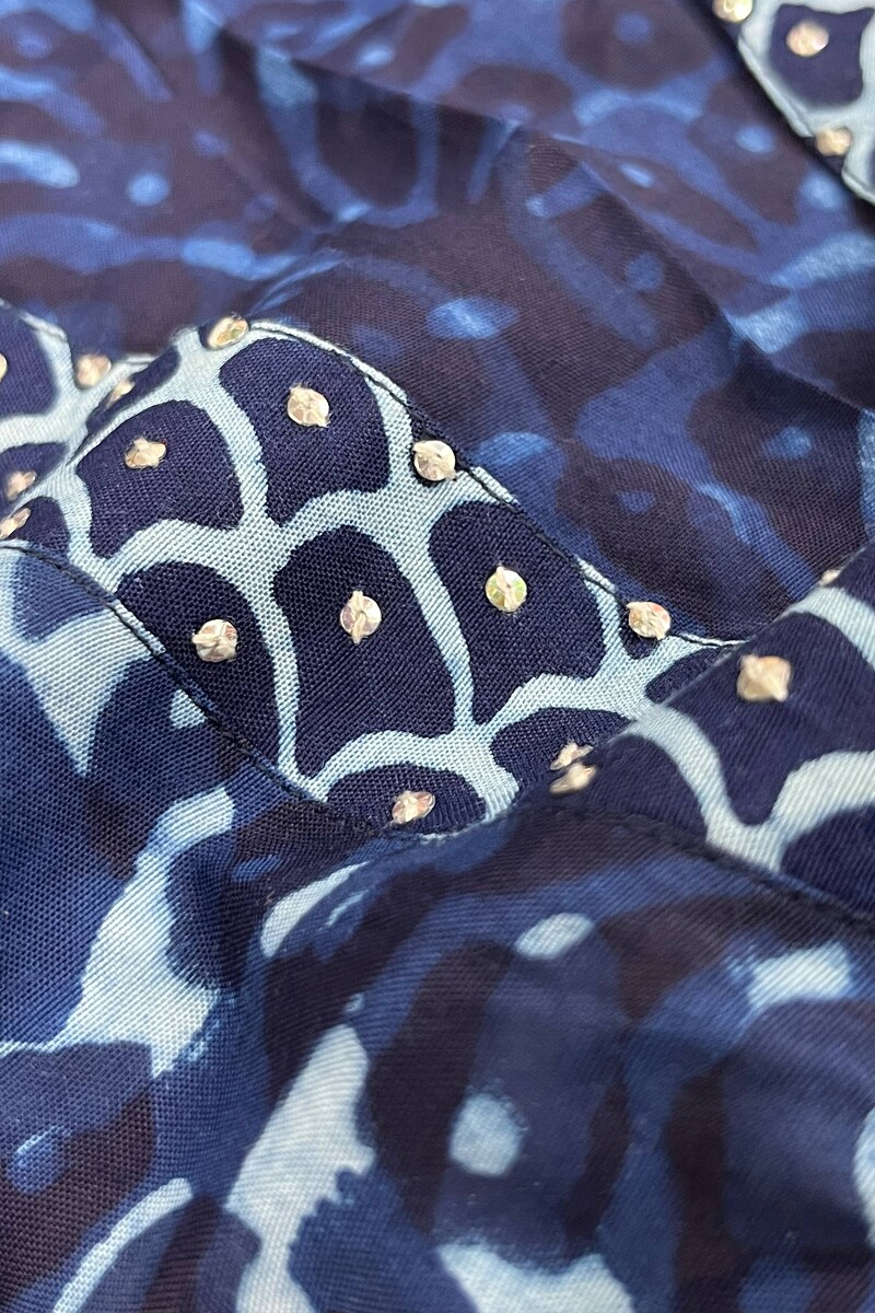 Indigo Hand Block Printed Straight Modal Kurta