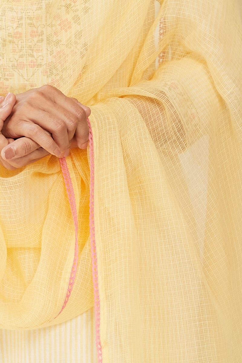 Yellow Handcrafted Kota Dupatta