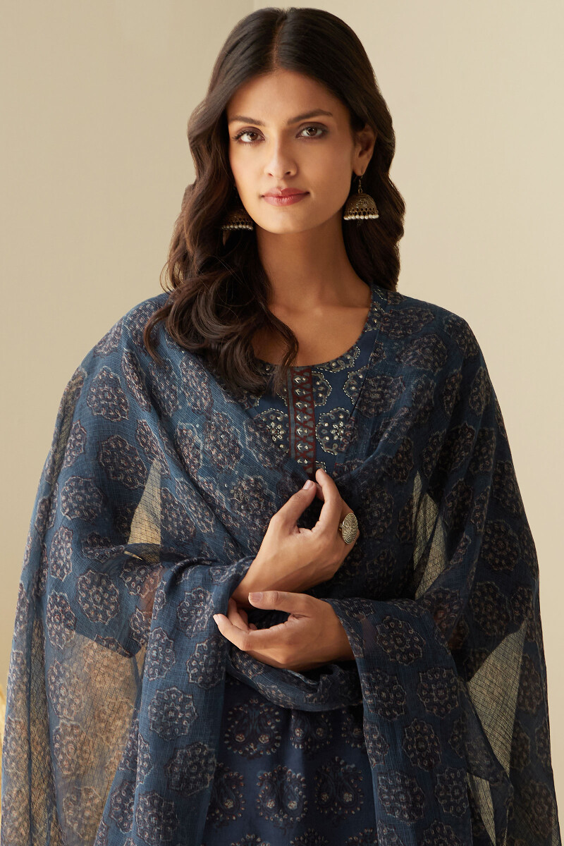 Akola Hand Block-Printed Kota Dupatta