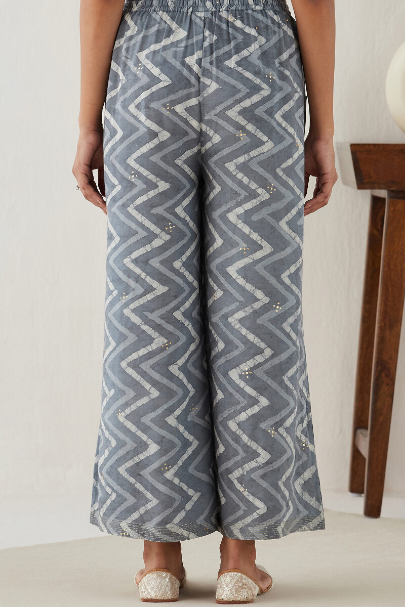 Grey Hand Block Printed Modal Palazzos