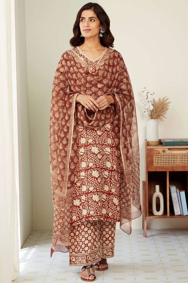 Bagru Hand Block-Printed Viscose Farsi